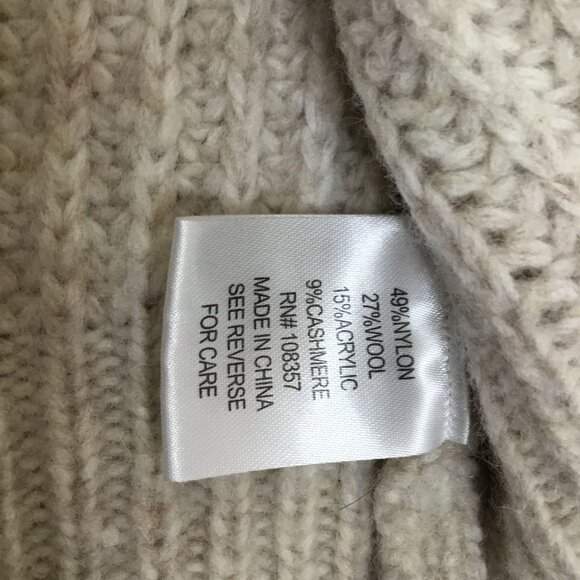 dh NEW YORK Mika Fringe Trim Crop Cardigan S Ecru Wool Blend Boho Cozy Knit - Picture 9 of 9